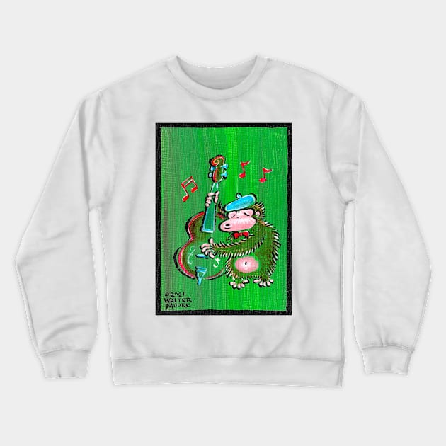 Upright Bass Player Ape 021 Crewneck Sweatshirt by WalterMoore